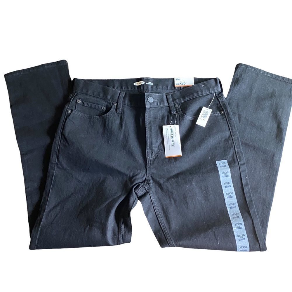Old Navy built in flex slim black jeans w 33 l 30 NWT